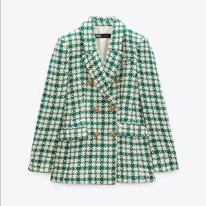 ZARA Double Breasted Textured Weave Jacket Balazer